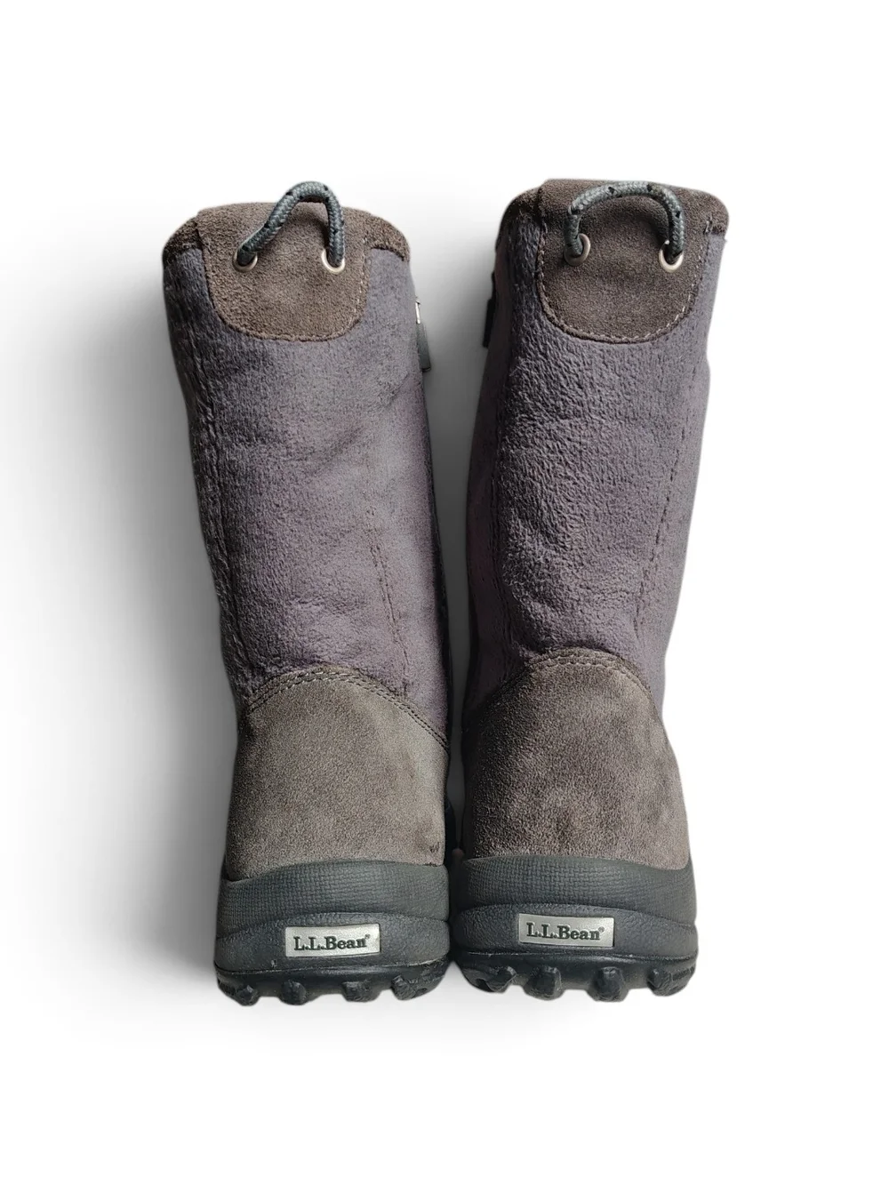 LL Bean Grey Suede/Fleece Pull On Mid Calf Insulated Snow Boots Women's Size 9